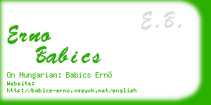 erno babics business card
